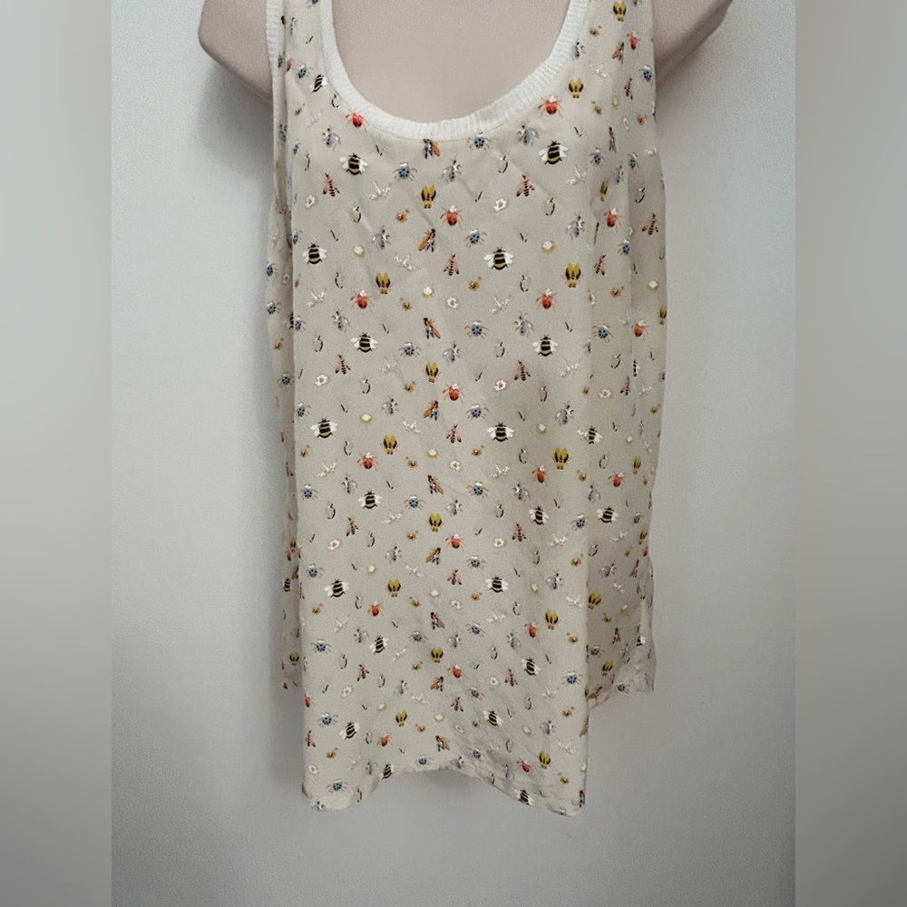Joie Cream Floral Beaded Tank Top